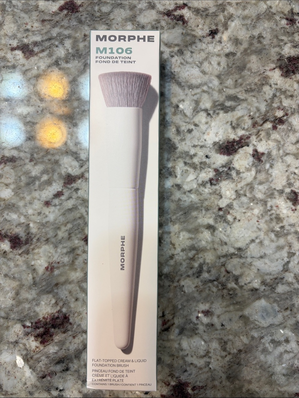 Morphe M106 Flat-Top Foundation Brush - White Handle, Light Pink Bristles